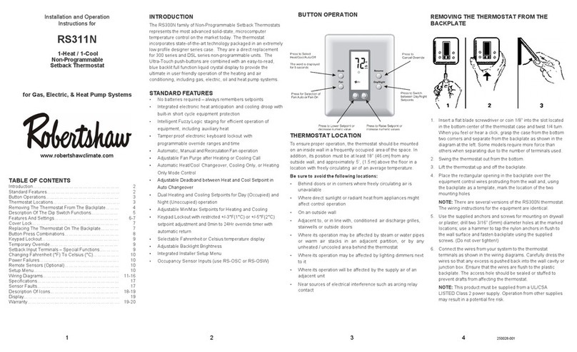 Robertshaw RS311N Owner's manual