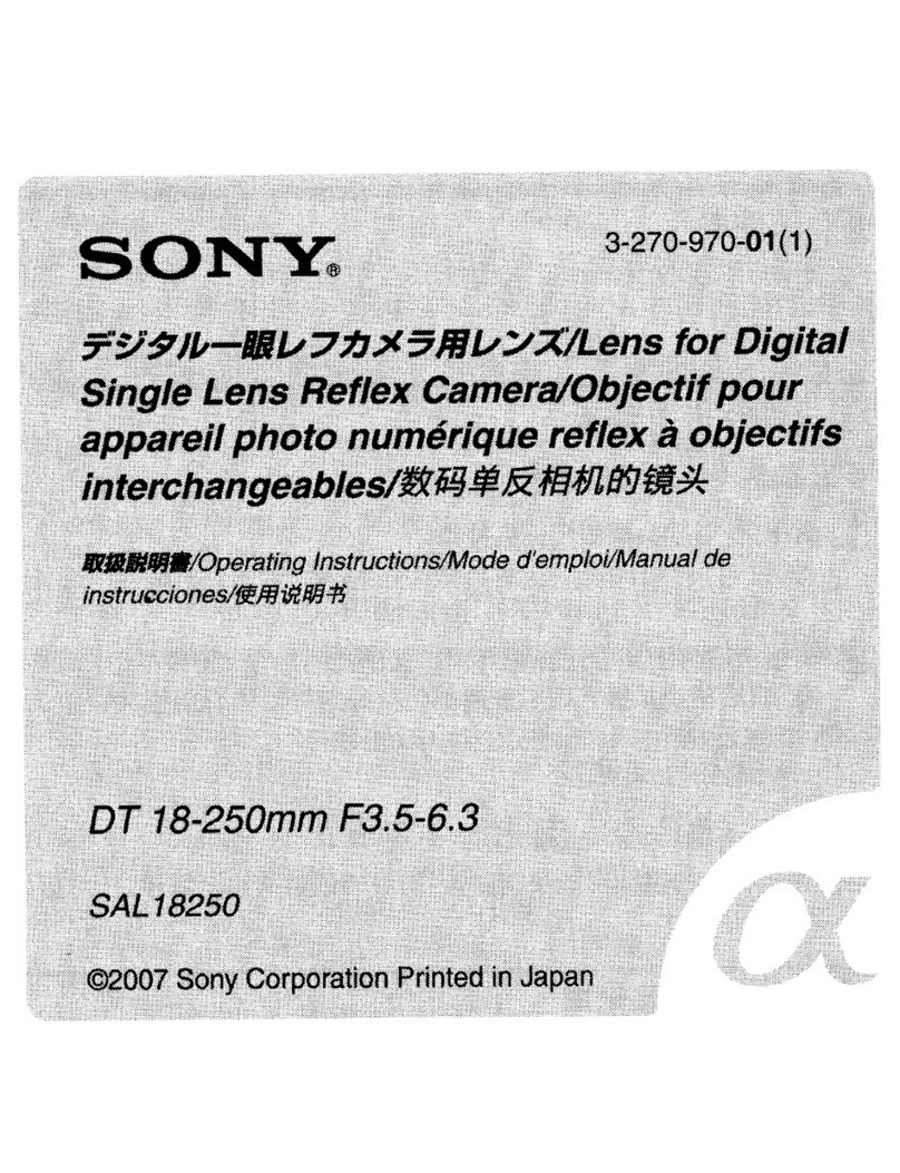 Sony SAL18250 - Zoom Lens - 18 mm operating instructions Sony SAL18250 - Zoom Lens - 18 mm operating instructions