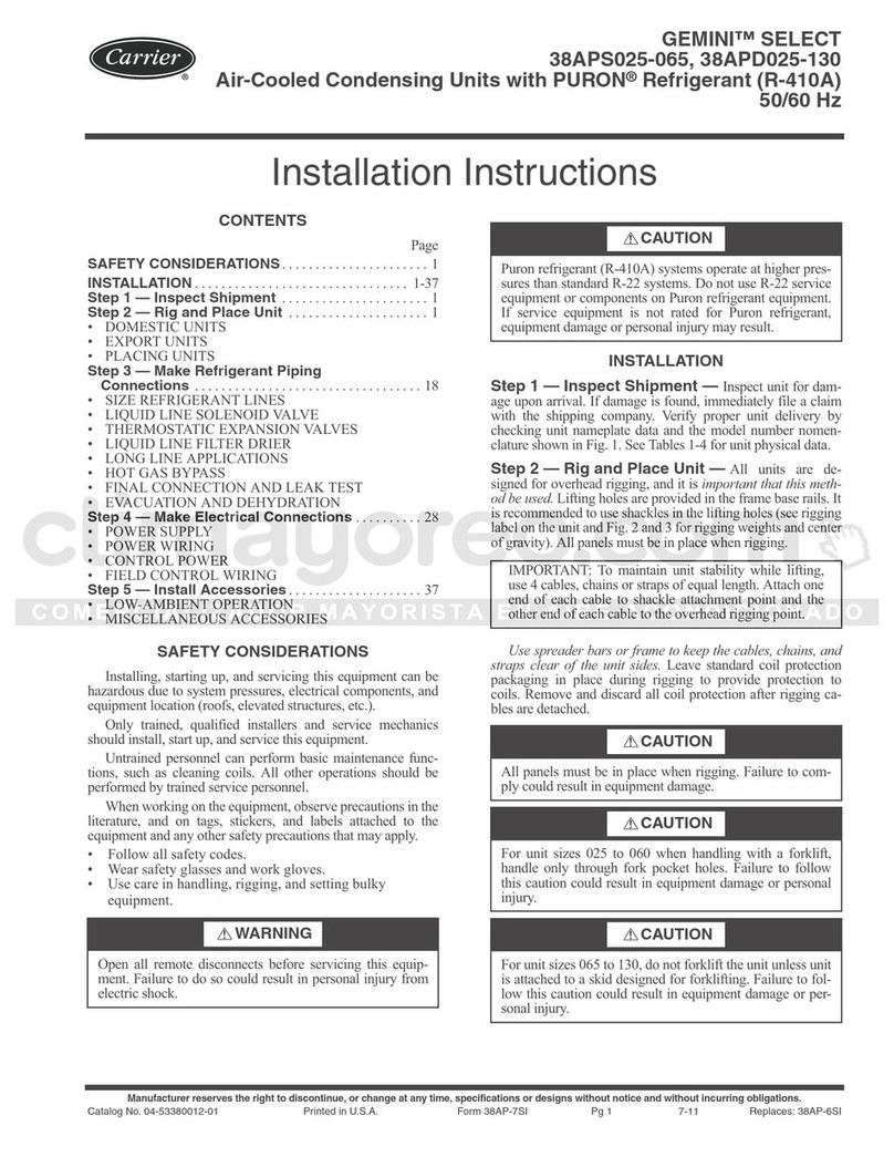 Carrier GEMINI SELECT 38APS025-065 installation instructions Carrier GEMINI SELECT 38APS025-065 installation instructions