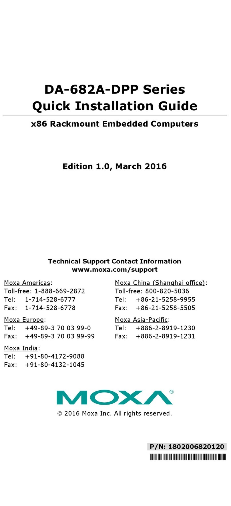 Moxa Technologies DA-682A-DPP Series User manual