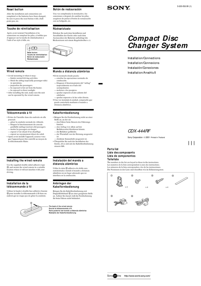Sony CDX-444RF - Compact Disc Changer System Installation