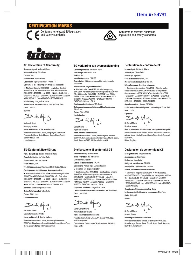 Triton TPL180 Quick guide