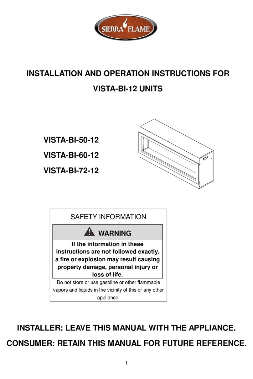 Sierra Flame VISTA-BI-50-12 Installation and operation instructions Sierra Flame VISTA-BI-50-12 Installation and operation instructions