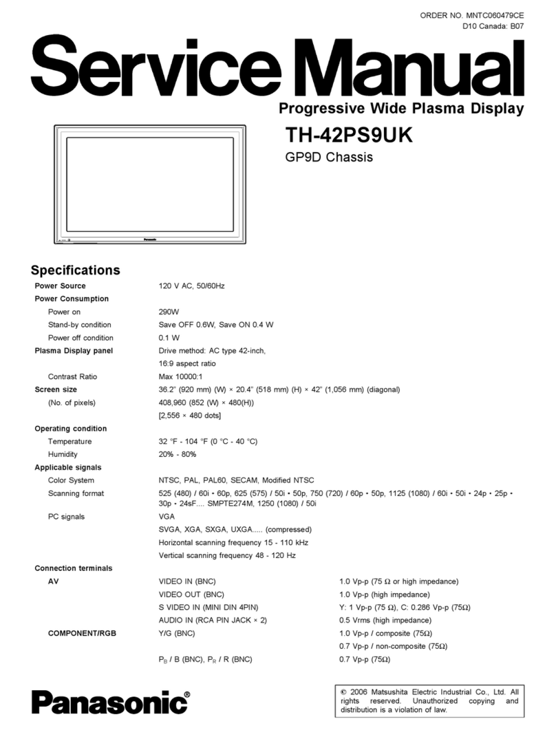 Panasonic TH42PS9UK - 42" PLASMA TV User manual