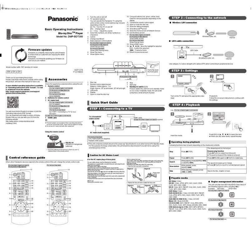 Panasonic DMP-BDT380 Technical specifications