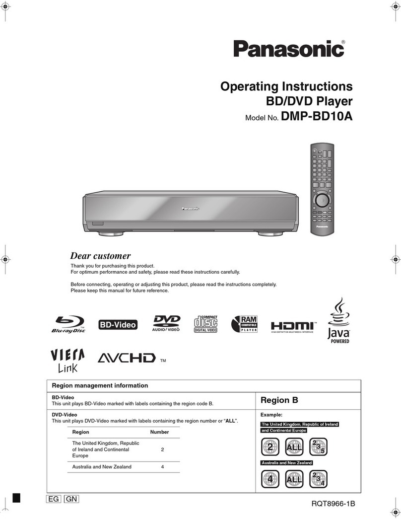 Panasonic DMPBD10A - BD/DVD PLAYER User manual