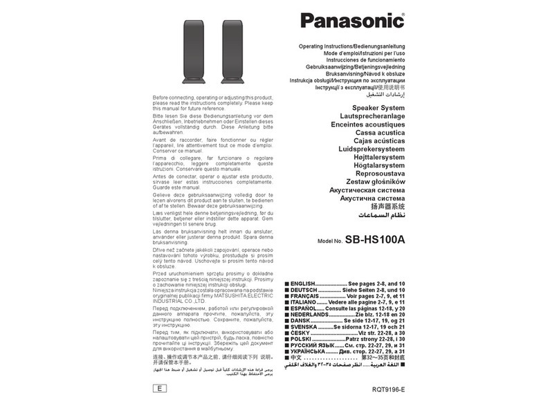 Panasonic SBHS100A - SPEAKER SYSTEM - MULTI LANGUAGE User manual