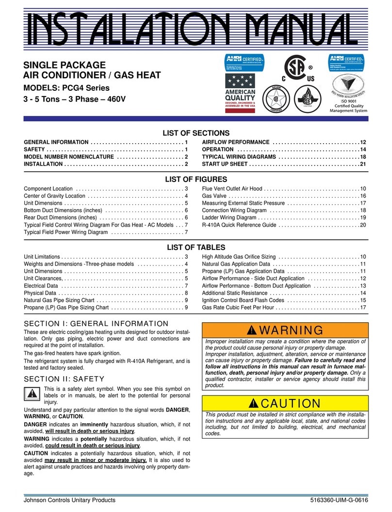 Johnson Controls Unitary Products PCG4 series User manual