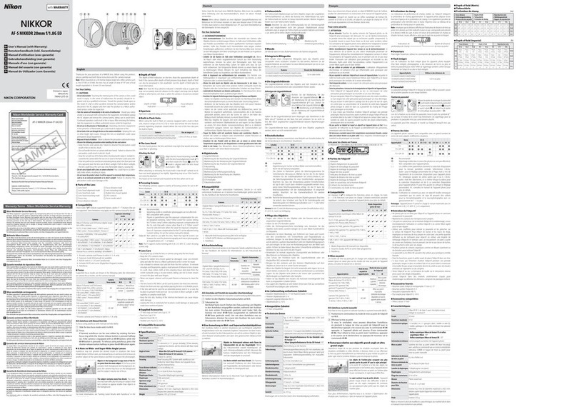 Nikon AF-S 20mm f/1.8G ED User manual