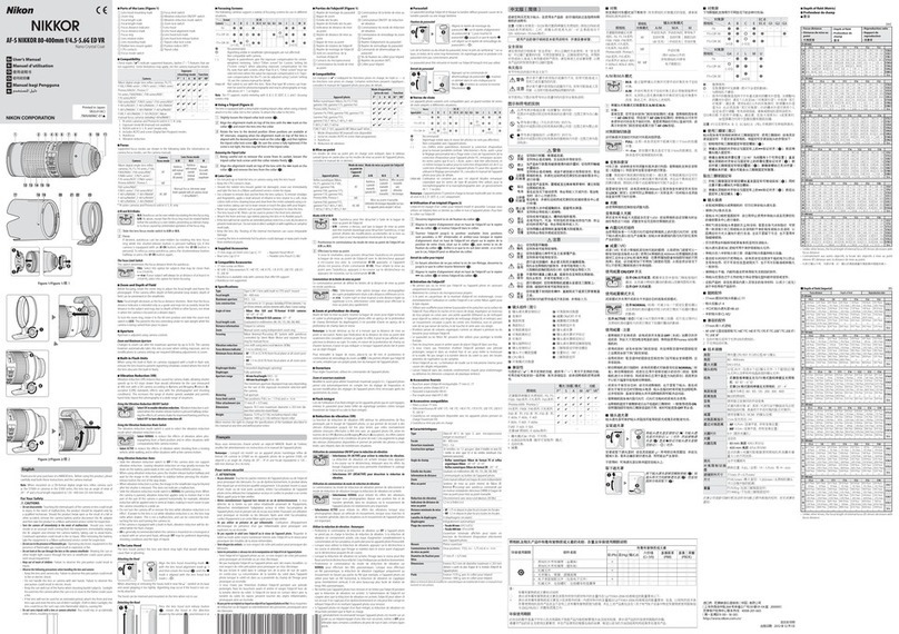 Nikon AFS NIKKOR 80-400mm f/4.5-5.6G ED VR User manual Nikon AFS NIKKOR 80-400mm f/4.5-5.6G ED VR User manual