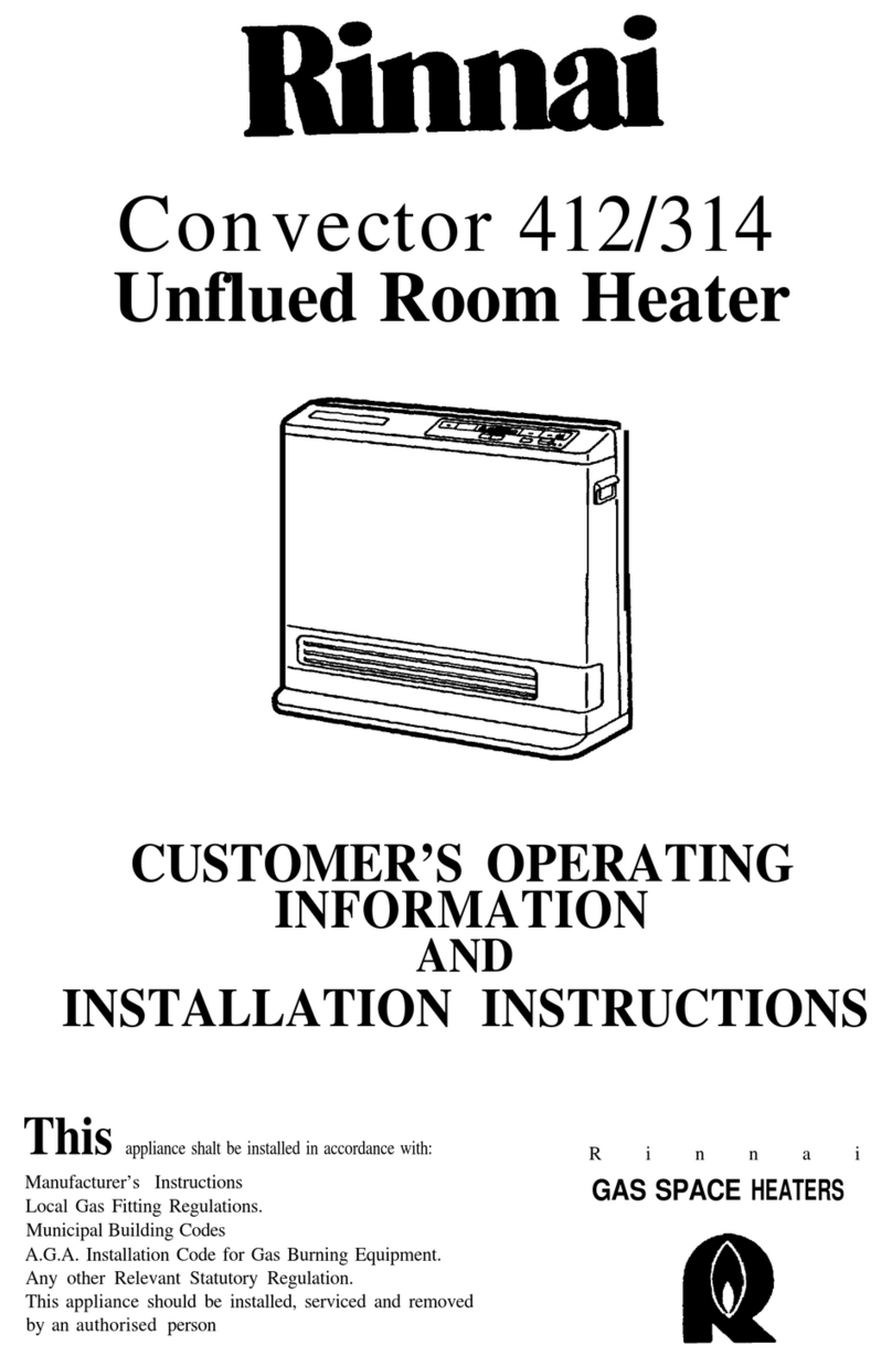 Rinnai 314 Customer's operating information and installation instructions Rinnai 314 Customer's operating information and installation instructions