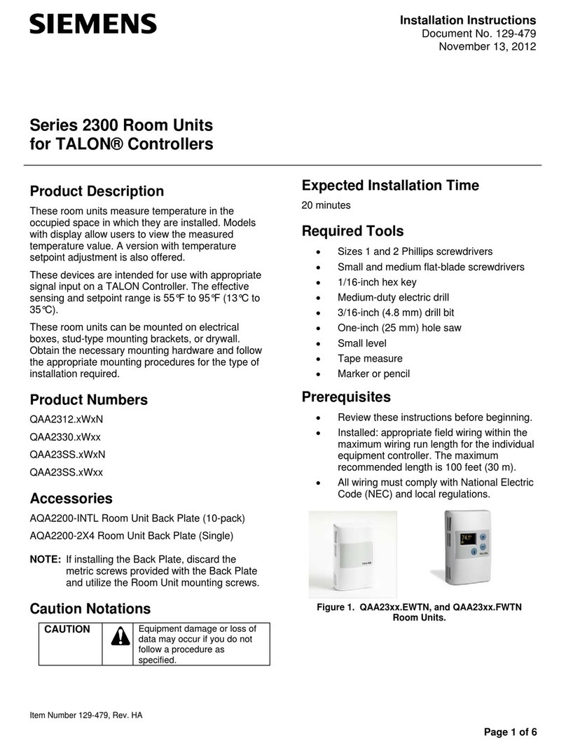 Siemens Series 2300 installation instructions