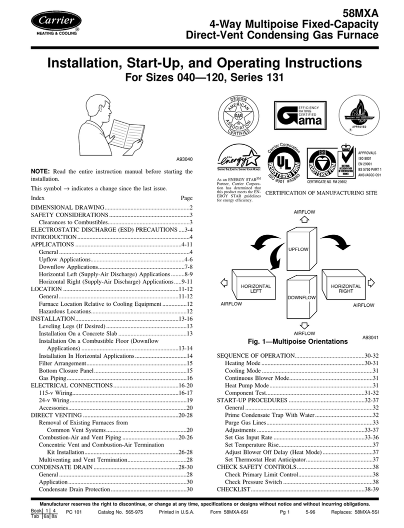 Carrier GAS FURNACE 58MXA User manual