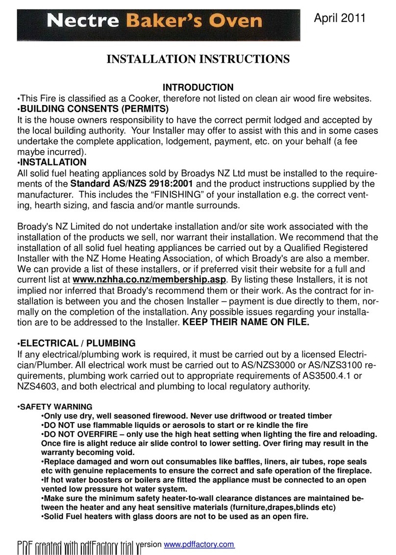 Nectre Fireplaces Baker's Oven installation instructions