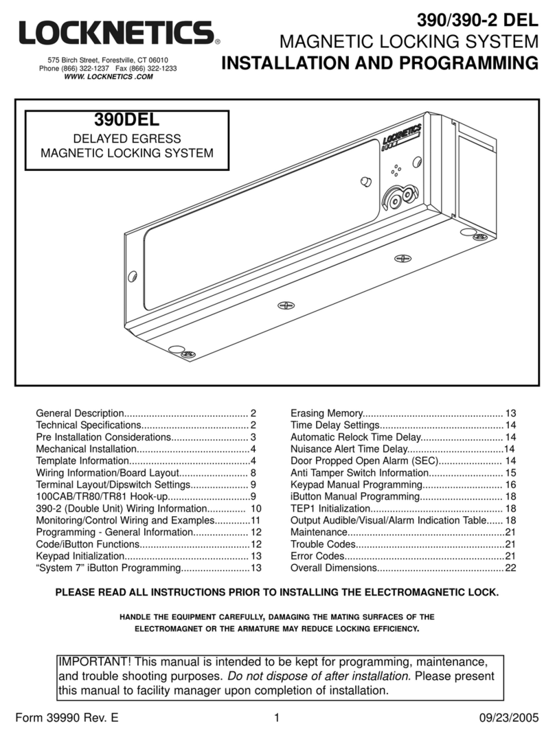 Locknetics 390DEL Installation and programming guide