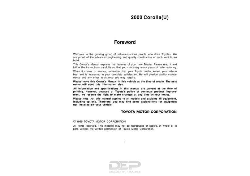 Toyota Corolla 2000 User manual Toyota Corolla 2000 User manual