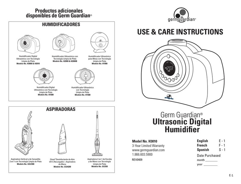 Germguardian H3010 Quick reference guide Germguardian H3010 Quick reference guide