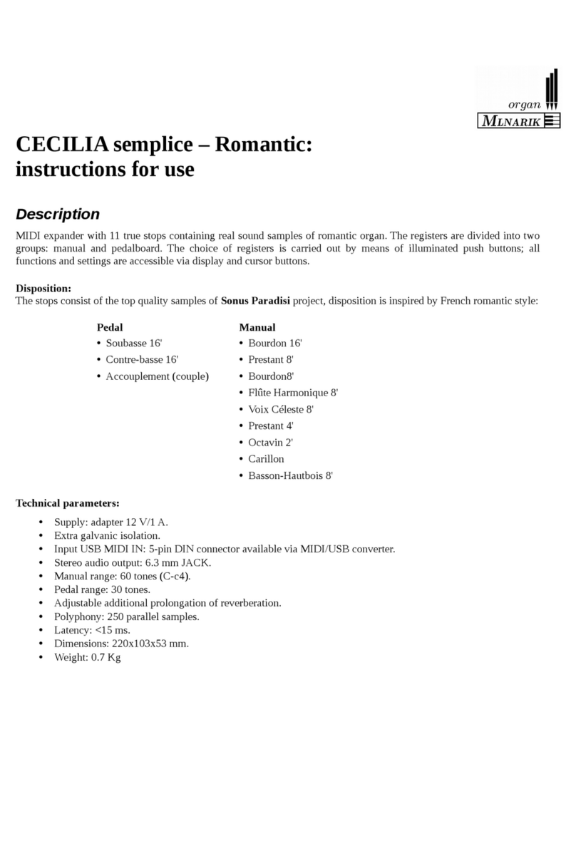 Mlnarik Organ Cecilia Semplice Romantic Instructions for use