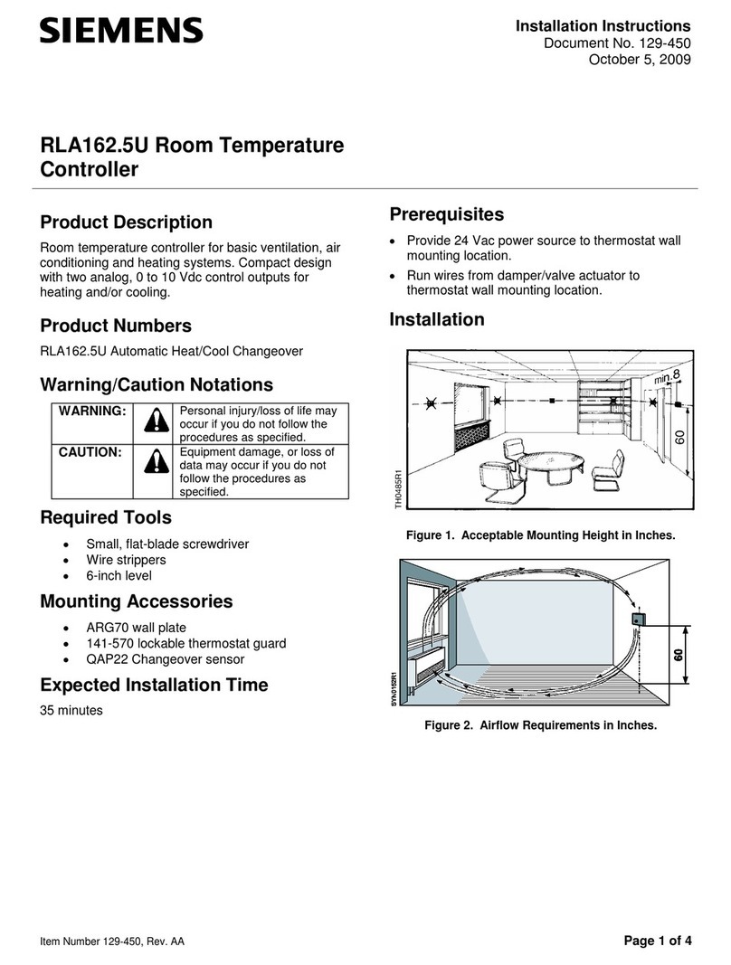 Siemens RLA162.5U installation instructions