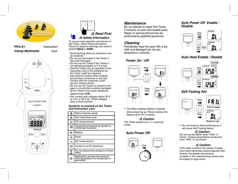 Armada PRO-91 Instruction card