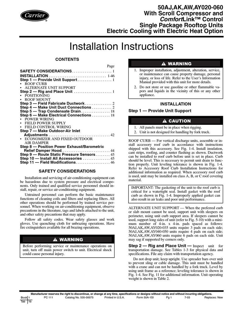 Carrier 50AJ/AK/AM020 User manual