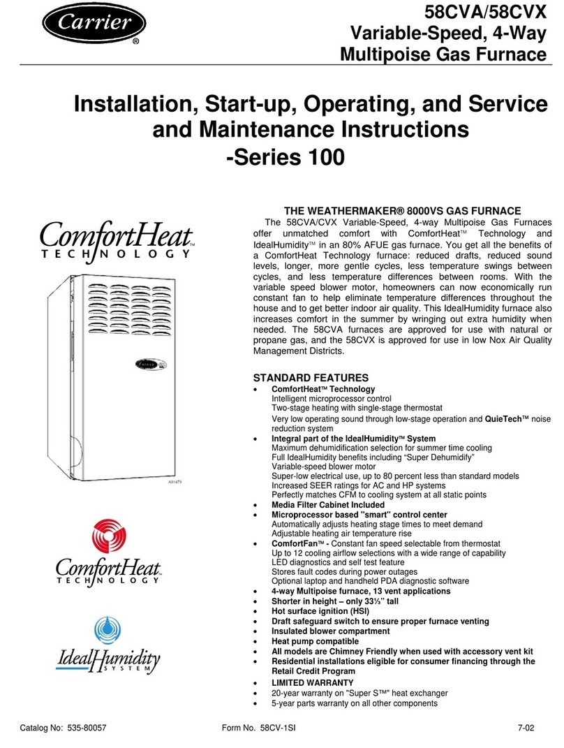 Carrier 58CVA Installation, start-up, operating and service and maintenance instructions Carrier 58CVA Installation, start-up, operating and service and maintenance instructions