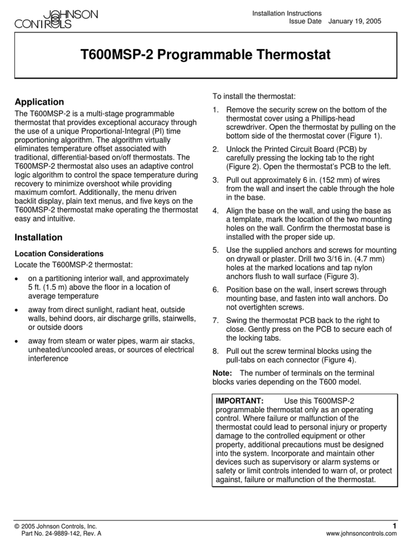 Johnson Controls T600MSP-2 installation instructions