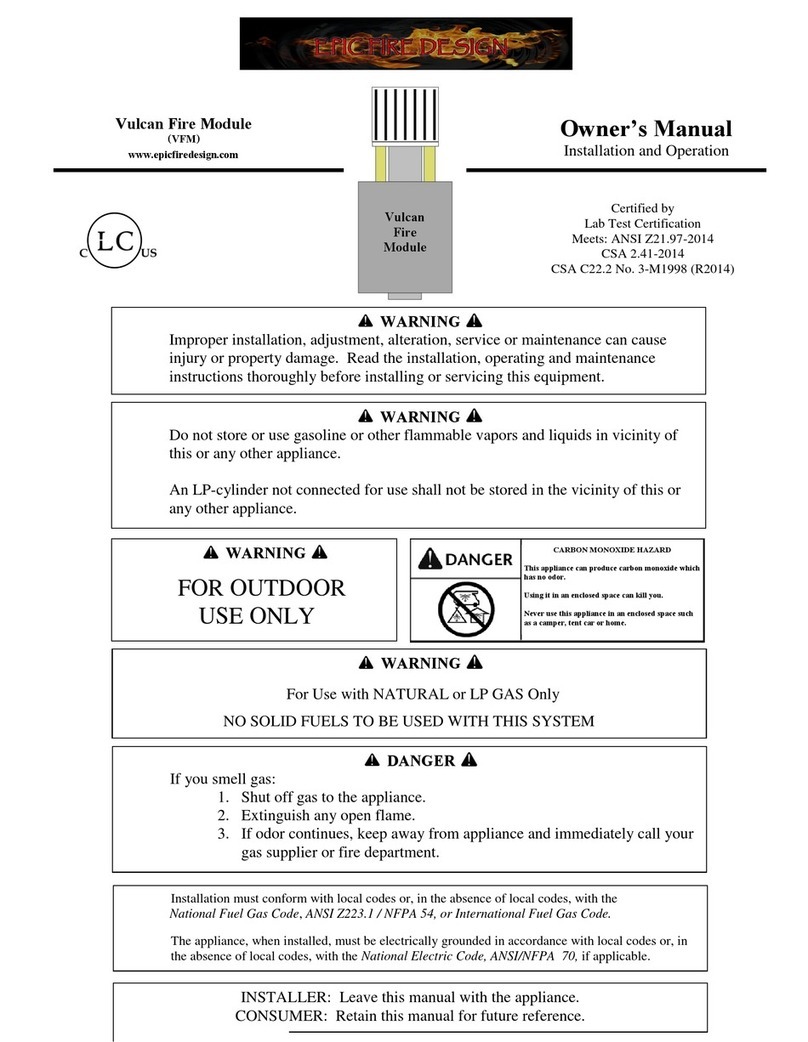 Epic Fire Design Vulcan Fire Module VFM owner's manual