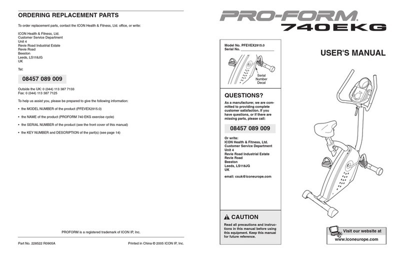 Pro-Form 740EKG PFEVEX2915.0 User manual