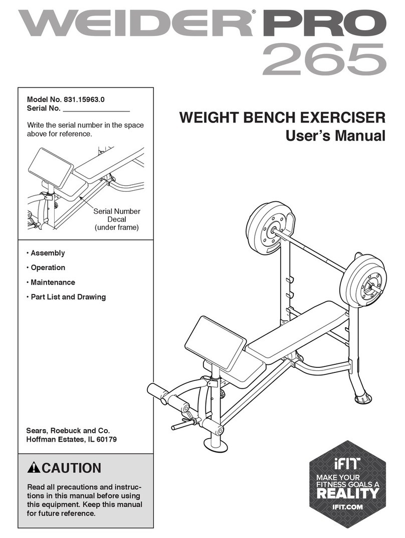 Weider 265 831.15963.0 user manual