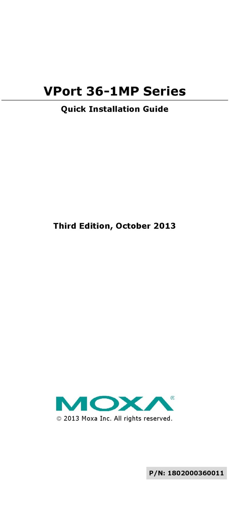 Moxa Technologies VPort 36-1MP User manual Moxa Technologies VPort 36-1MP User manual
