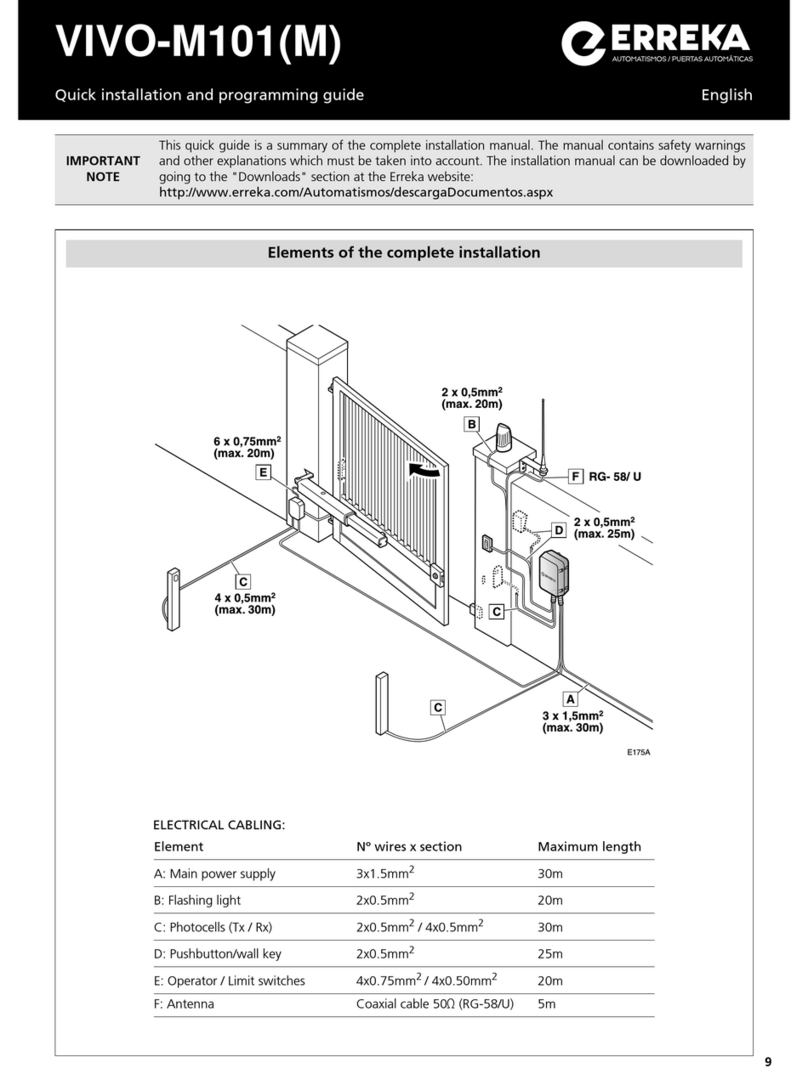 Erreka VIVO-M101 Quick installation and programming guide