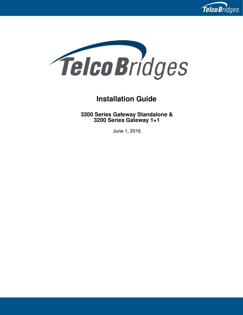 TelcoBridges 3200 Series Gateway Standalone installation guide TelcoBridges 3200 Series Gateway Standalone installation guide