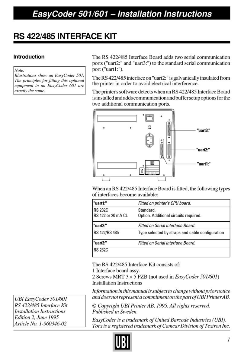 UBI EasyCoder 501 SA installation instructions