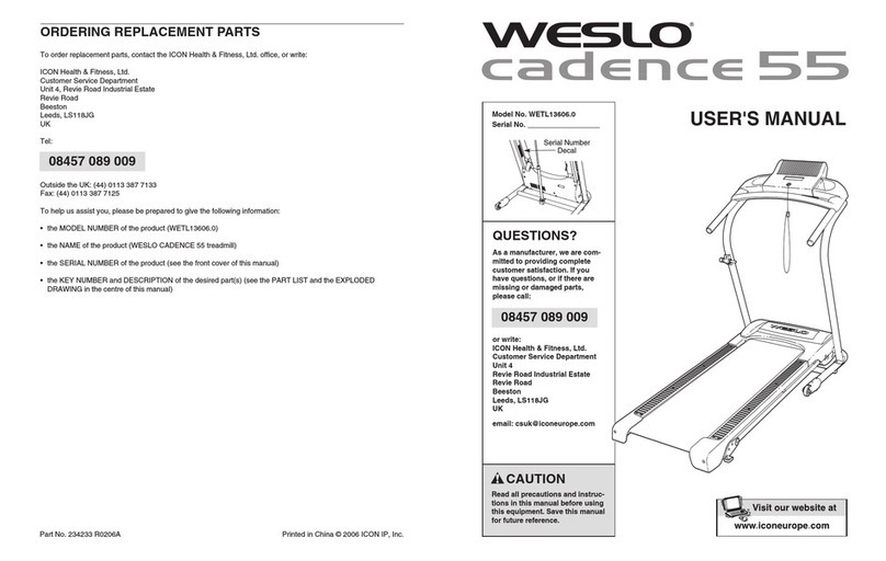 Weslo CADENCE 55 WETL13606.0 User manual