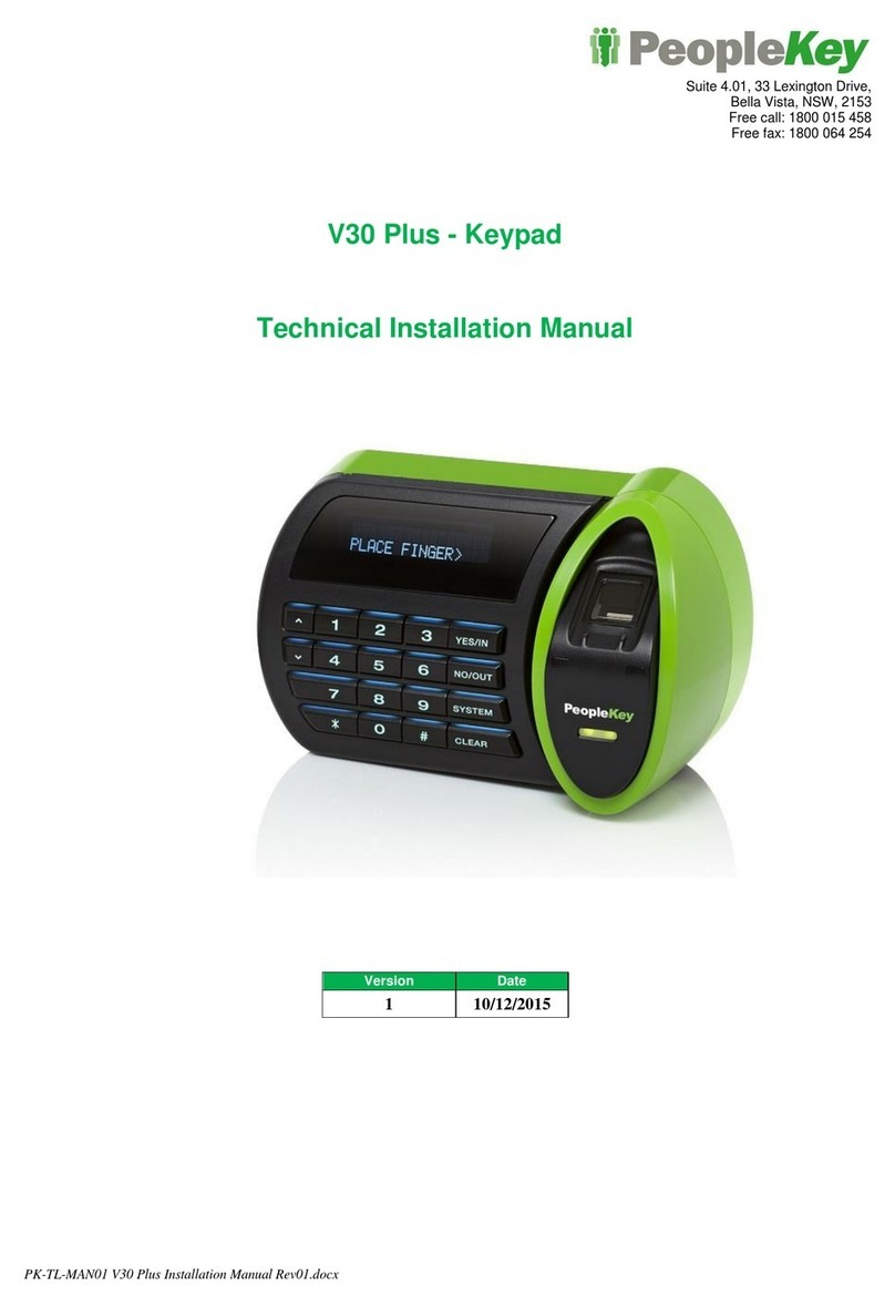 PeopleKey V30 Plus Technical installation manual