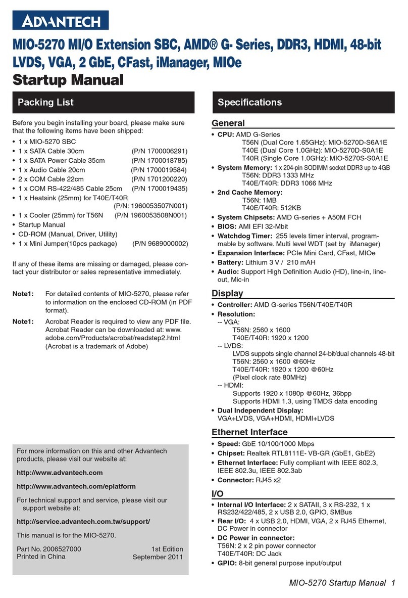 Advantech MIO-5270 Startup manual