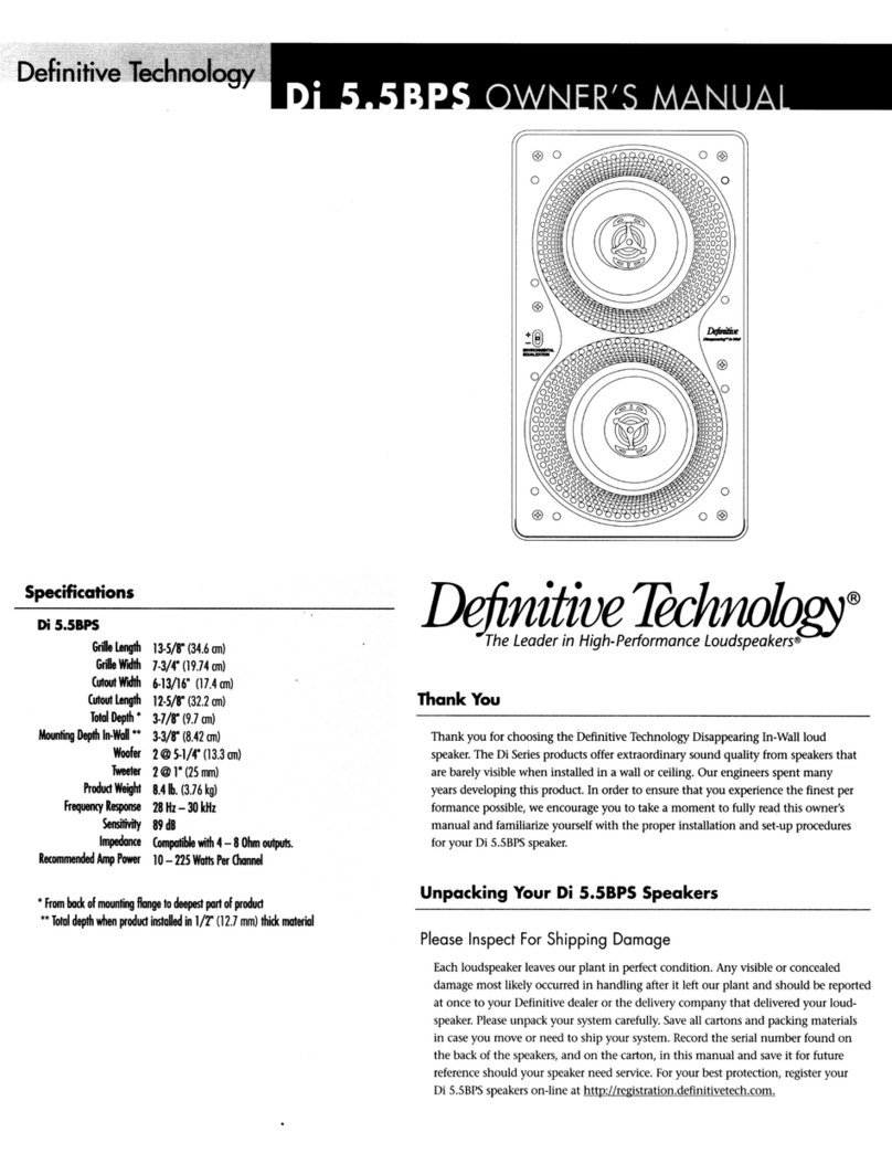 Definitive Technology DI 5.5BPS User manual Definitive Technology DI 5.5BPS User manual