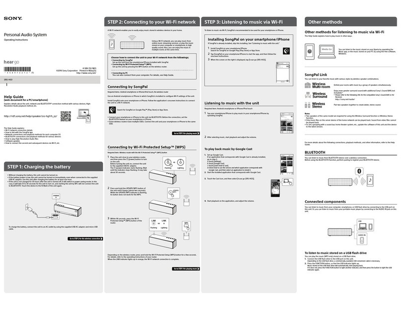 Sony H.ear go SRS-HG1 User manual Sony H.ear go SRS-HG1 User manual