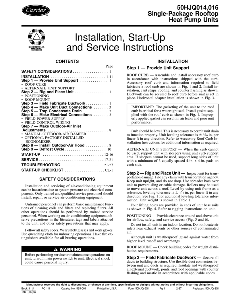Carrier 50HJQ014 Dimensions and installation guide