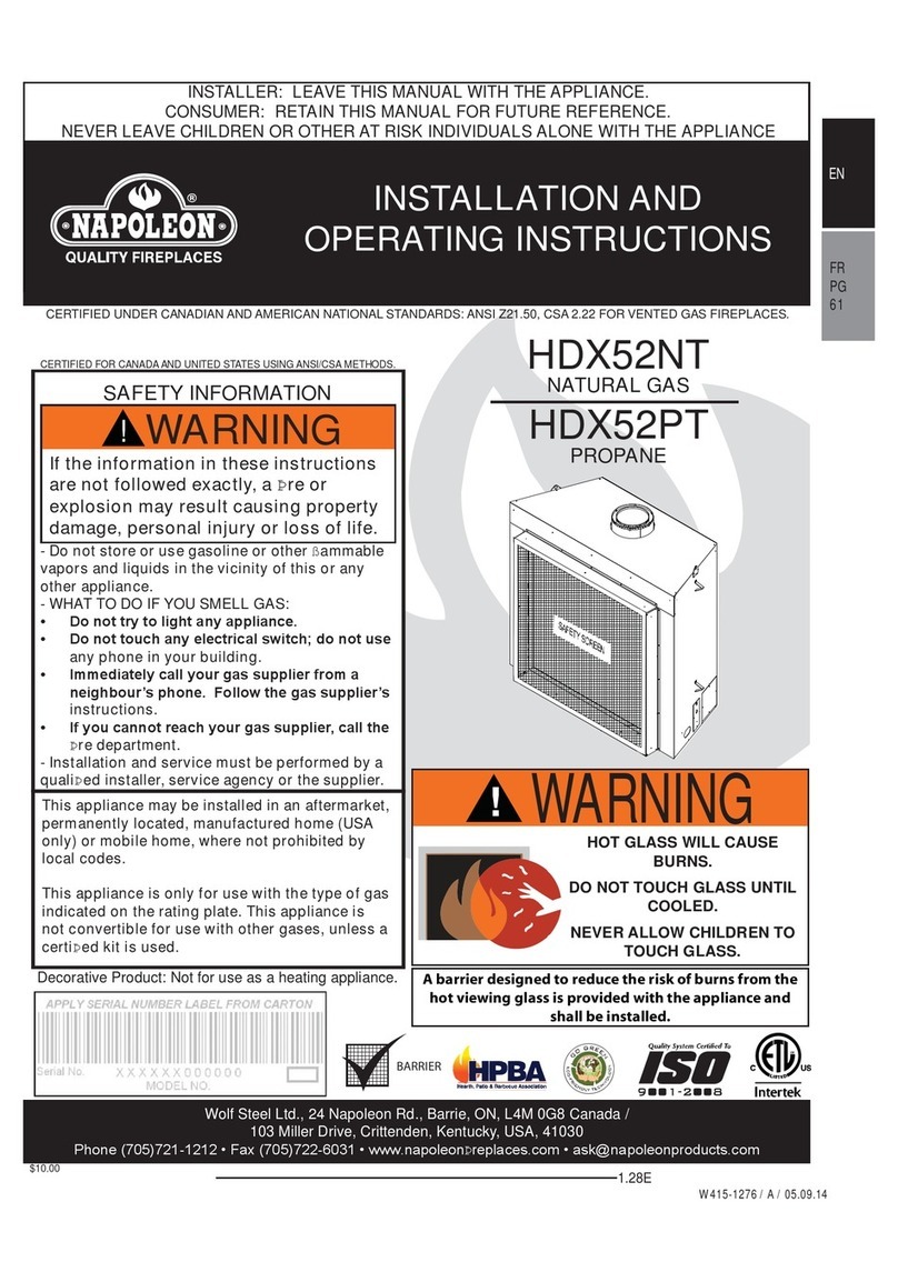 Napoleon HDX52NT Installation and operating instructions