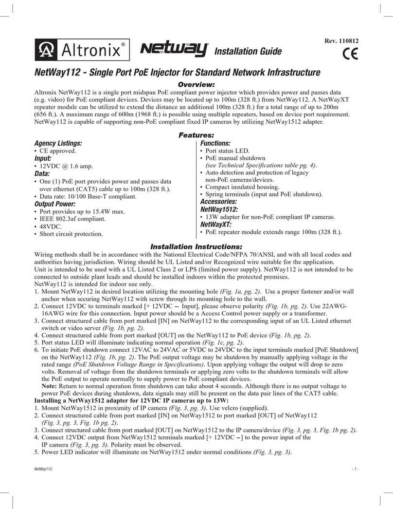 Altronix NetWay112 installation guide Altronix NetWay112 installation guide