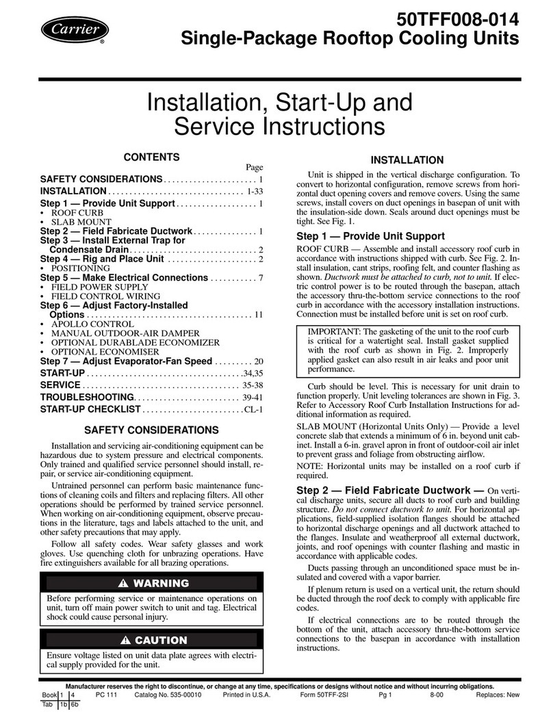 Carrier 50TFF008-014 Dimensions and installation guide