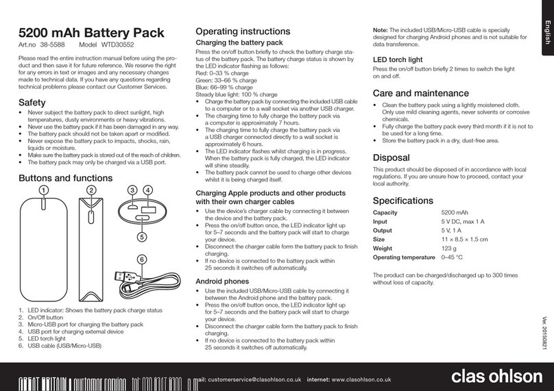 Clas Ohlson WTD30552 operating instructions