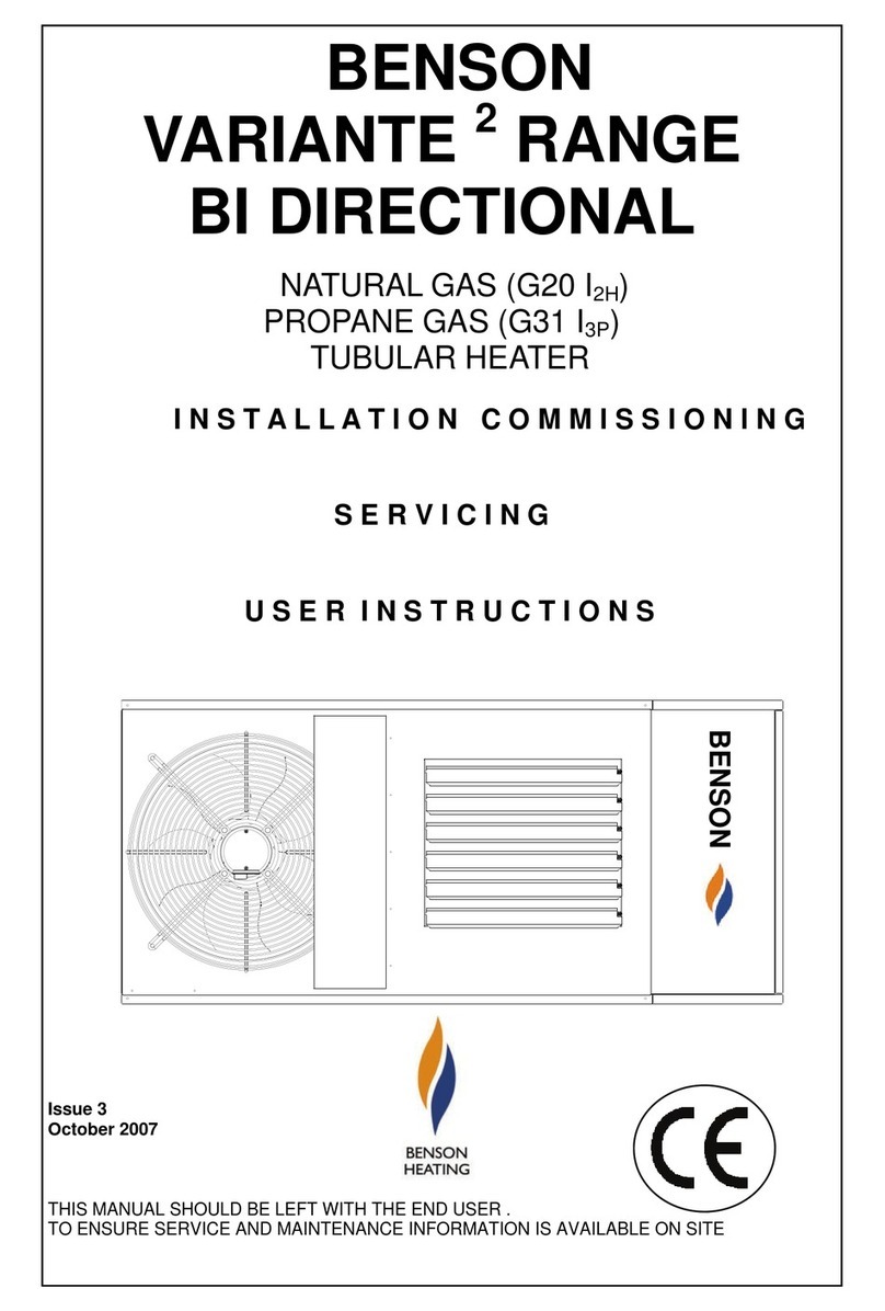 BENSON VRBD 250 User instructions
