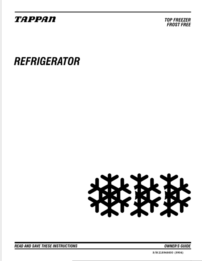 Tappan Top Freezer Frost Free Refrigerator owner's guide