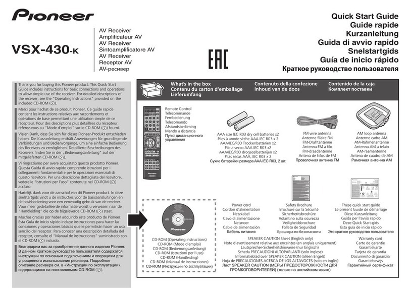 Pioneer VSX-430-K quick start guide
