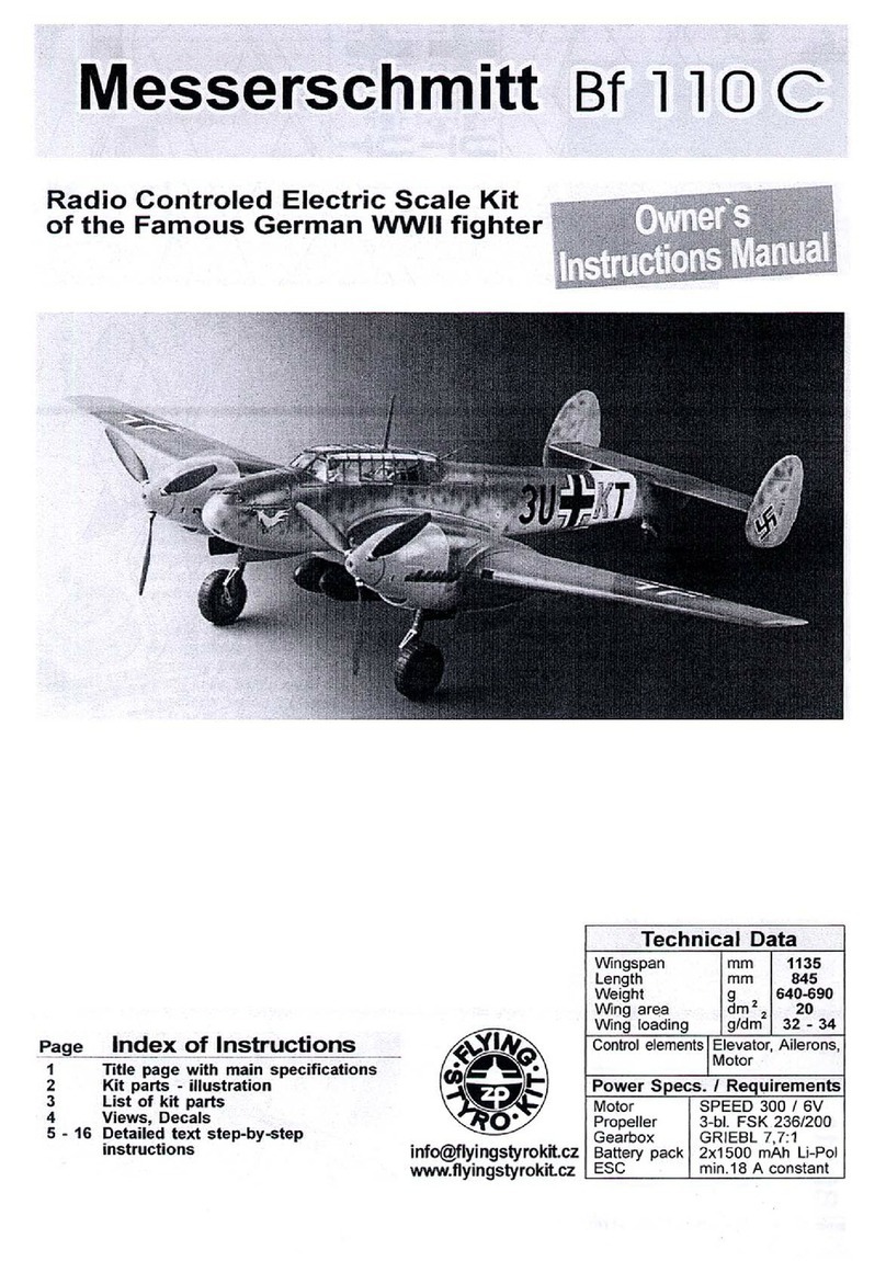 Flying Styro Kit MESSERSCHMITT BF 110 C Owner's instruction manual