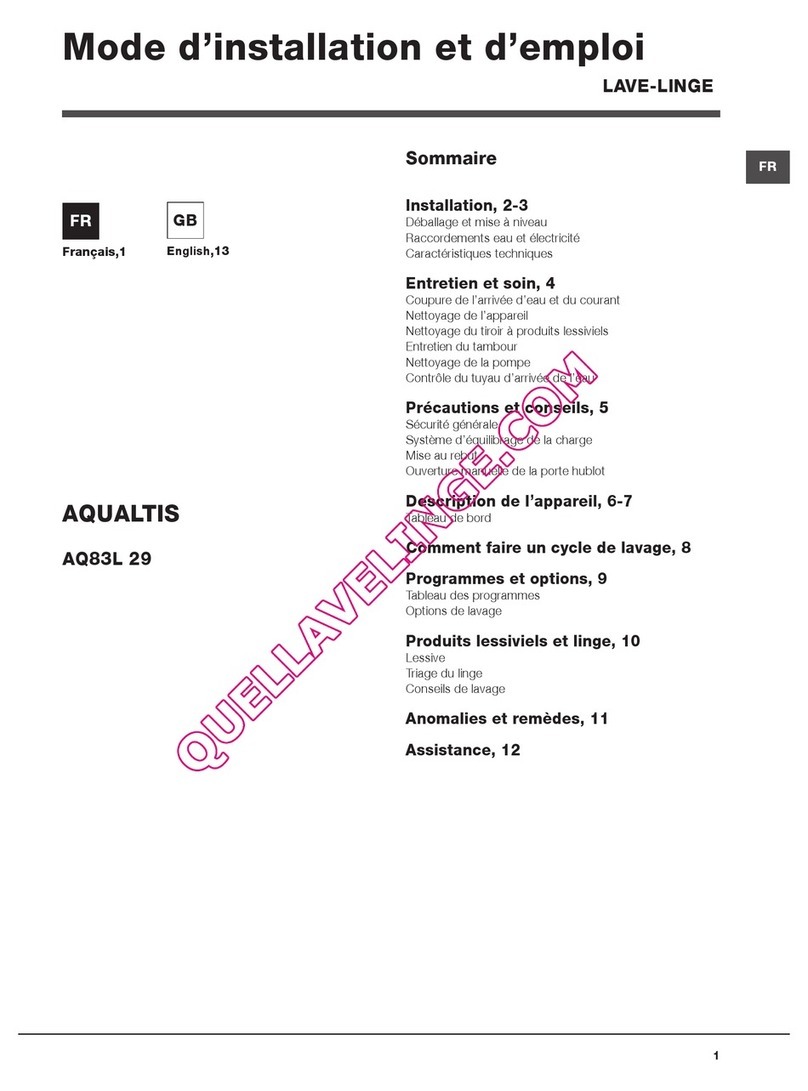 Hotpoint Ariston AQUALTIS AQ83L 29 Instructions for installation and use