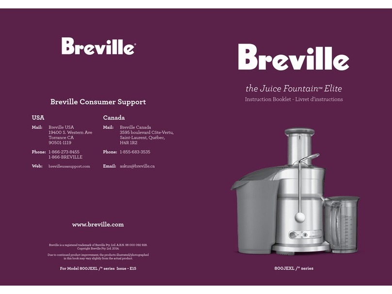Breville 800JEXL series Instruction booklet